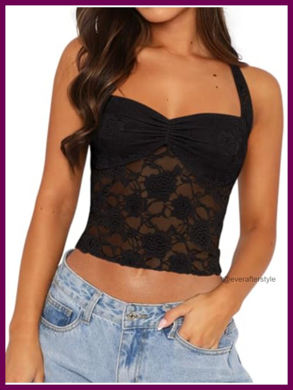 Lace Halter Crop Top Adjustable Straps Backless Sexy Going Out Summer Y2K